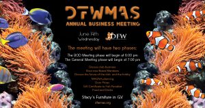 Annual Business Meeting, June 14th. @ Stacy's Furniture in GV